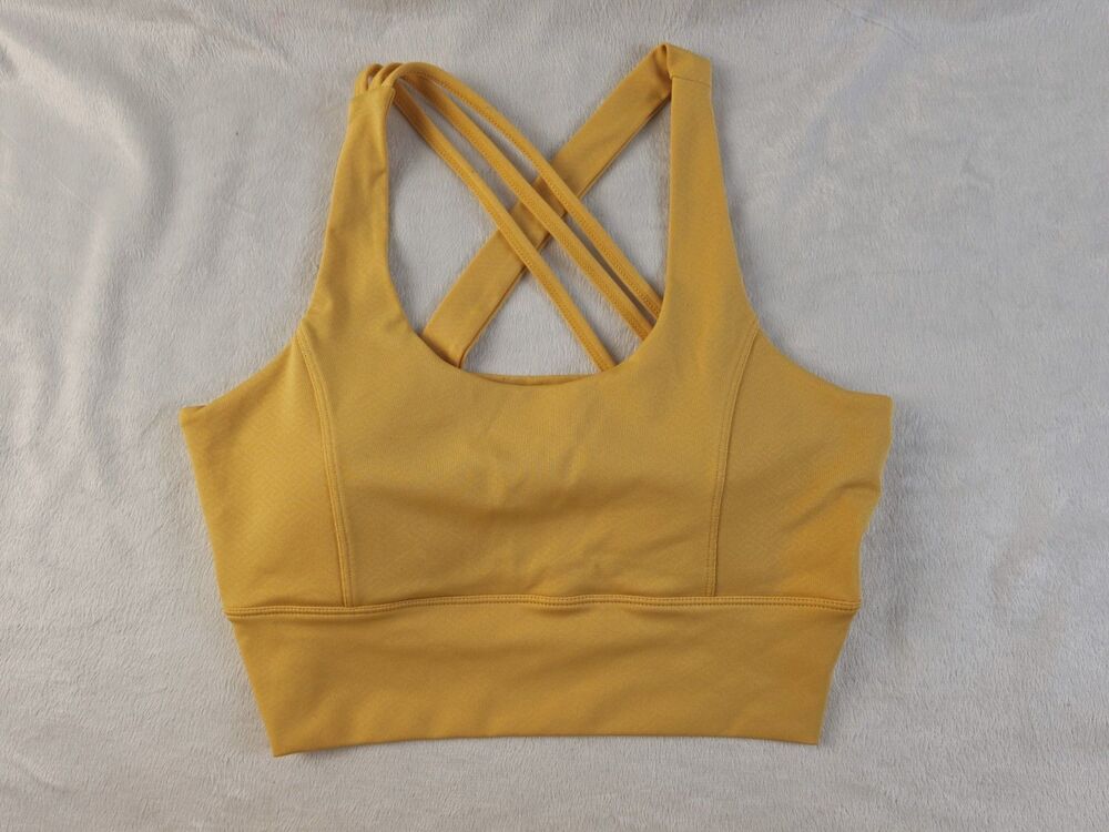 Women's Mustard Yellow Strappy Back Longline Sports Bra size L